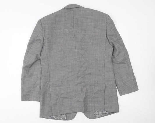 Skopes Mens Blue Geometric Wool Jacket Suit Jacket Size 40 Regular