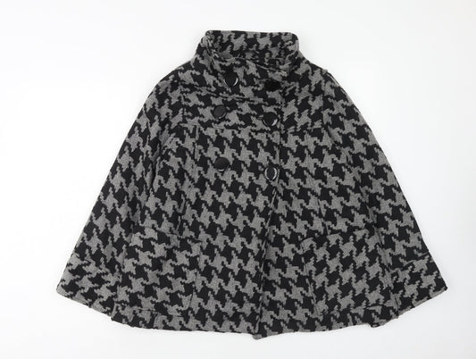 Atmosphere Womens Grey Geometric Overcoat Coatigan Size 12 Button