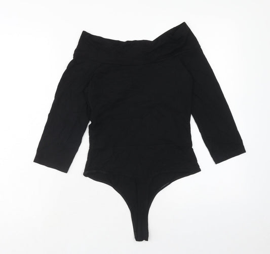 ASOS Womens Black Viscose Bodysuit One-Piece Size 8 Snap