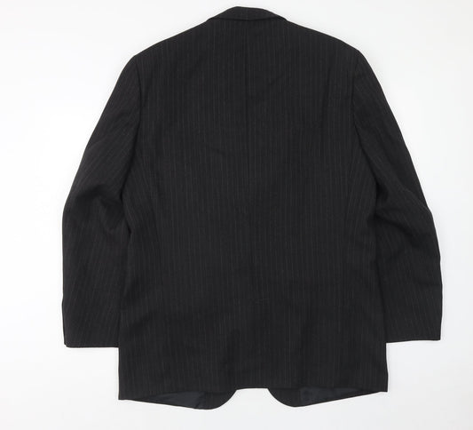 Carlo Colucci Mens Black Striped Wool Jacket Suit Jacket Size 42 Regular