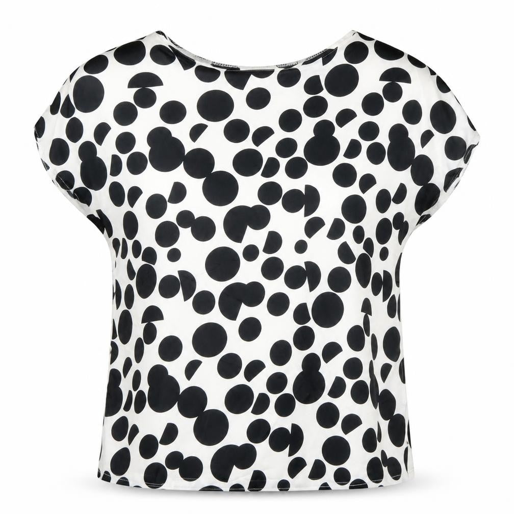 Marks and Spencer Womens Ivory Polka Dot Polyester Basic T-Shirt Size 12 Scoop Neck