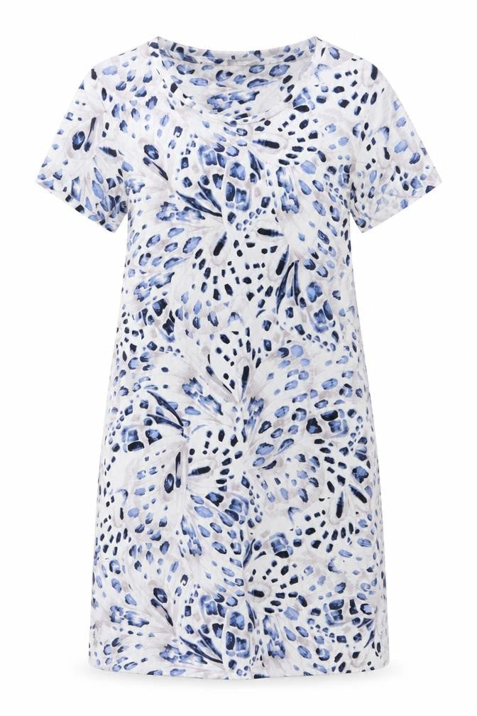 Marks and Spencer Womens Blue Geometric Cotton Top Dress Size XS