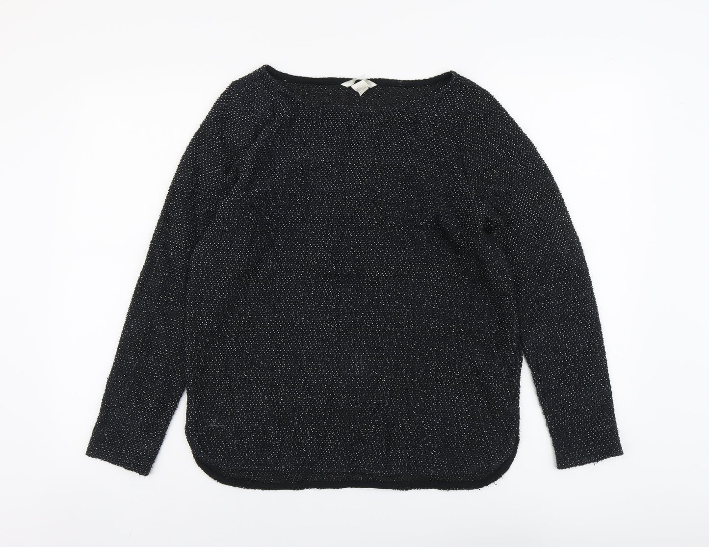 H&M Womens Black Round Neck Cotton Pullover Jumper Size S