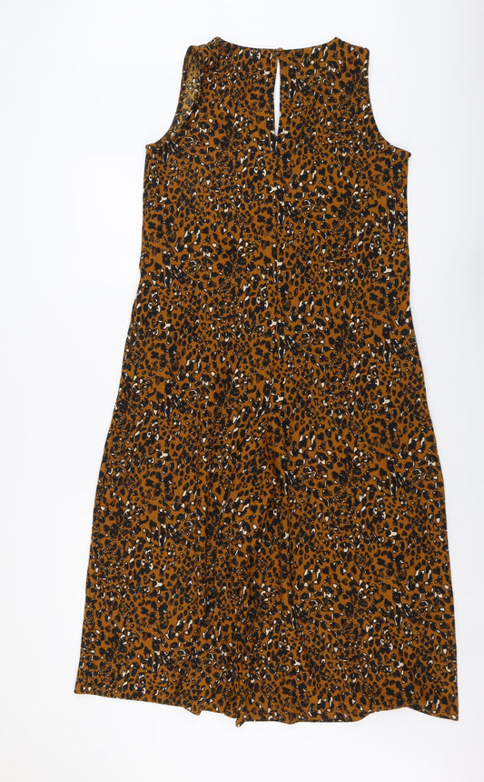 NEXT Womens Brown Animal Print Polyester Romper One-Piece Size 8 Button - Leopard Print