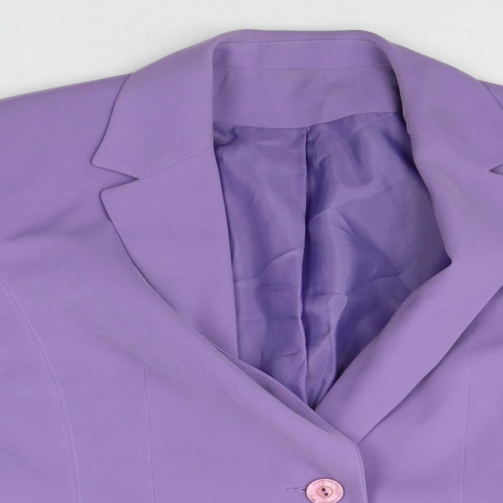 Anne Brooks Womens Purple Polyester Jacket Blazer Size 14
