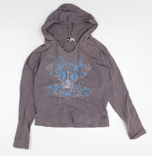 Active Womens Grey 100% Cotton Pullover Hoodie Size 8 Pullover