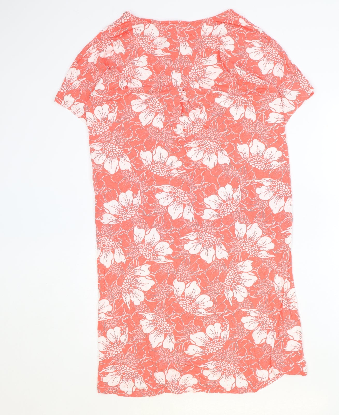 Pure Womens Pink Floral Modal T-Shirt Dress Size 10 Round Neck Pullover