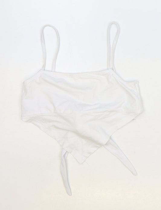 ASOS Womens Ivory Cotton Cropped Tank Size 8 Square Neck