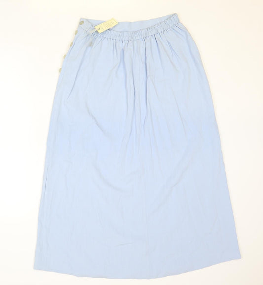 Simply Classic Womens Blue Polyester Peasant Skirt Size 12 Button