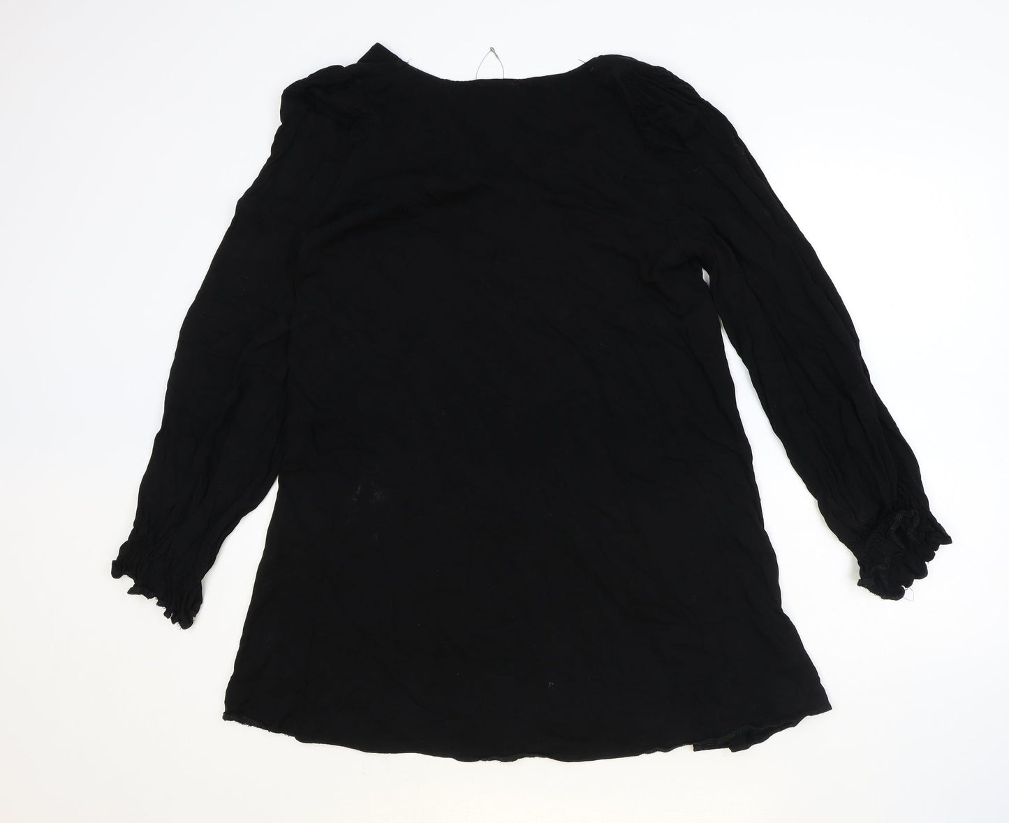 ASOS Womens Black Viscose Trapeze & Swing Size 10 V-Neck Button