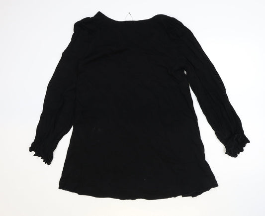 ASOS Womens Black Viscose Trapeze & Swing Size 10 V-Neck Button