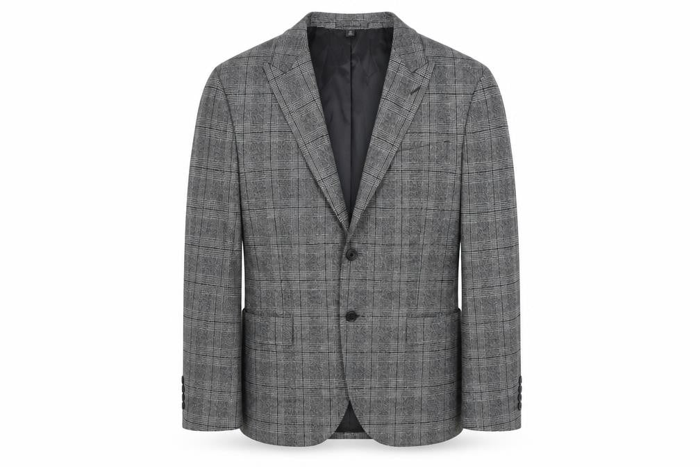 Marks and Spencer Mens Grey Plaid Polyester Jacket Suit Jacket Size 42 Regular