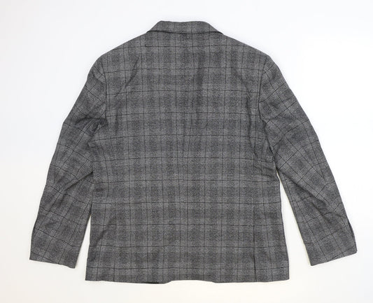 Marks and Spencer Mens Grey Plaid Polyester Jacket Suit Jacket Size 42 Regular