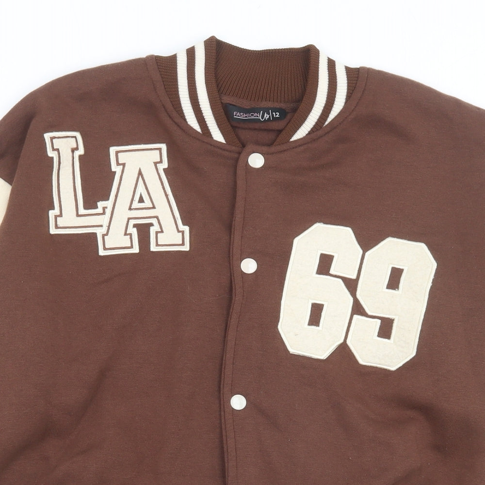 Fashion Us Womens Brown Jacket Size 12 Button - LA