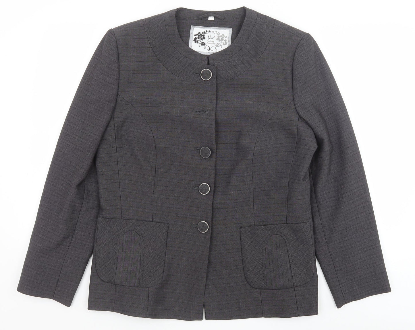 Klass Womens Grey Polyester Jacket Blazer Size 14