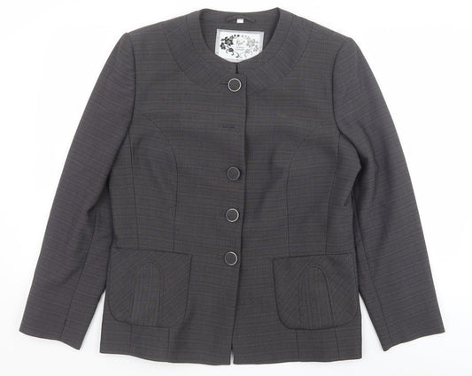Klass Womens Grey Polyester Jacket Blazer Size 14