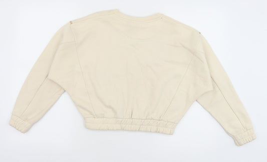 HOLYFIELD Girls Beige Cotton Pullover Sweatshirt Size 11 Years Pullover - Contrast Stitching