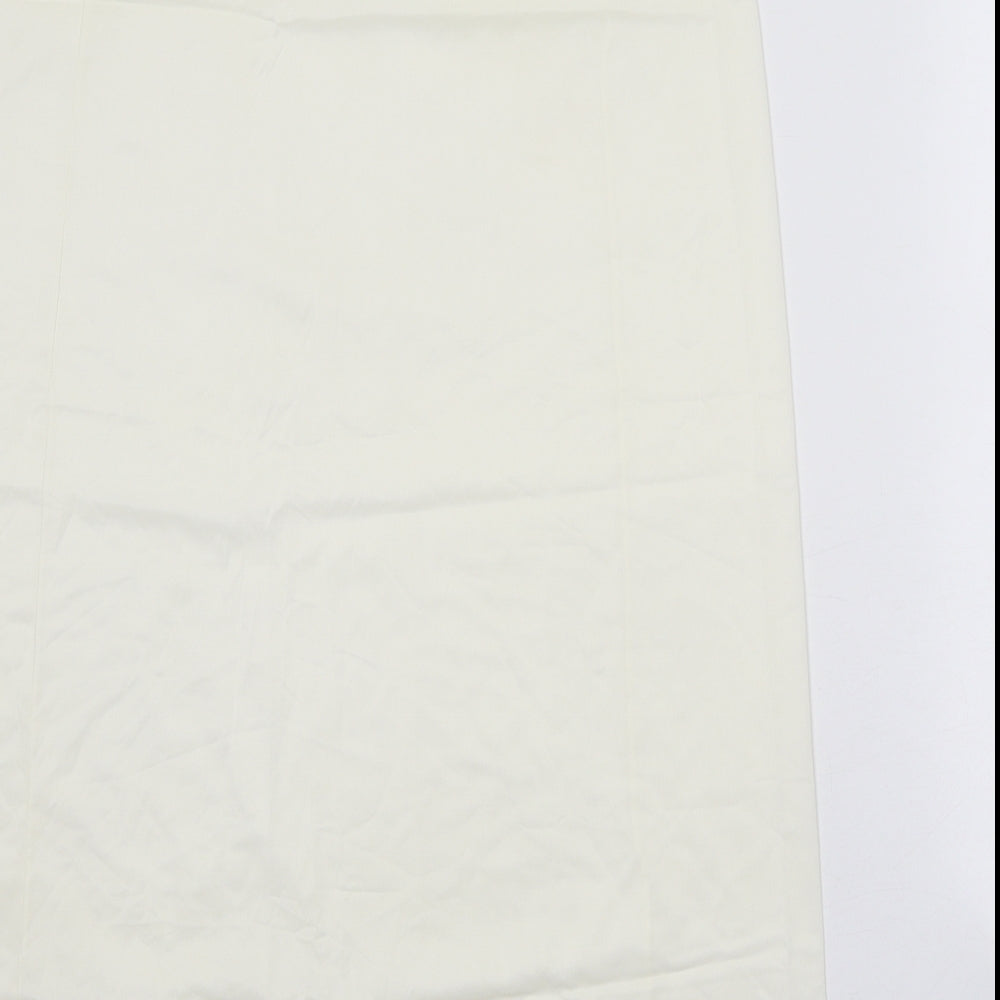 St Michael Womens White Polyester A-Line Skirt Size 24 in - Elastic Waist