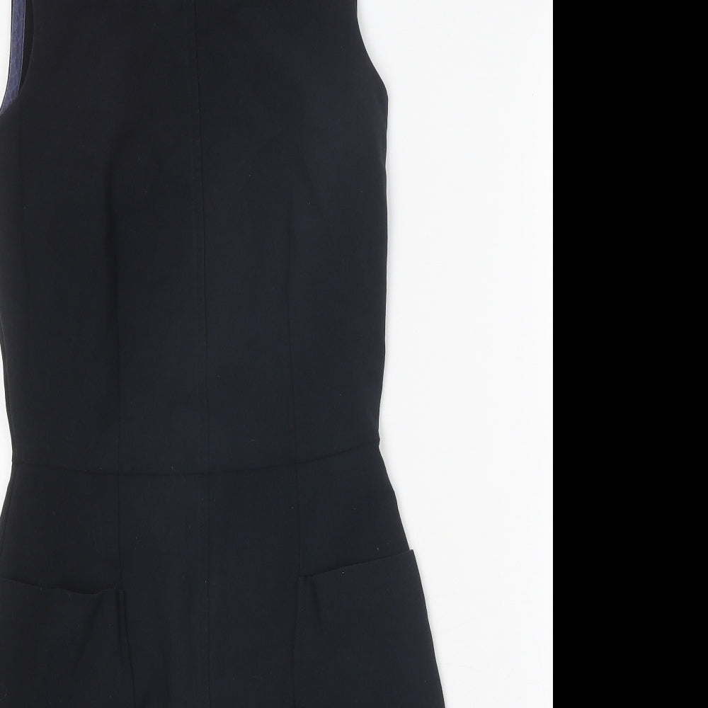 Closet Womens Black Polyester A-Line Size 10 Round Neck Zip
