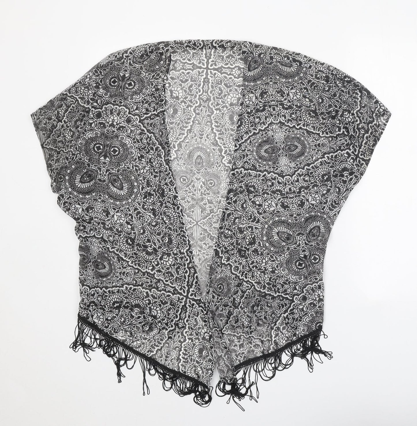 Atmosphere Womens Black Geometric Polyester Kimono Blouse Size XS V-Neck