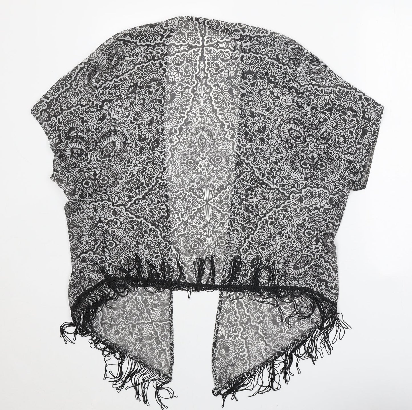 Atmosphere Womens Black Geometric Polyester Kimono Blouse Size XS V-Neck