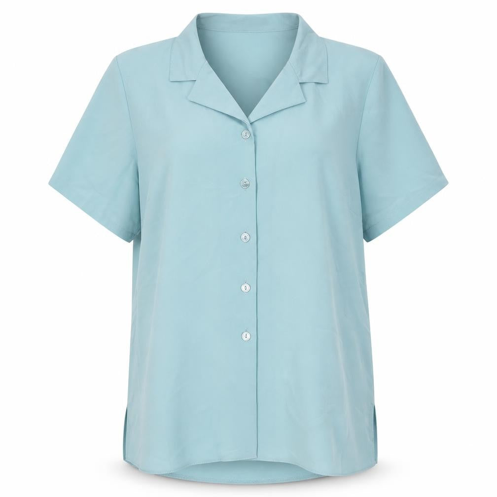Womens UK Size 10 EWM Blue Polyester Button-Up