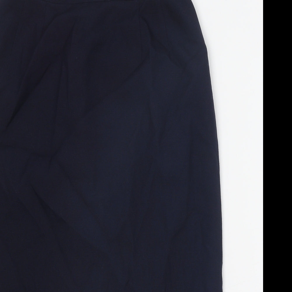 Preworn Womens Blue Polyester Straight & Pencil Skirt Size 8 Zip