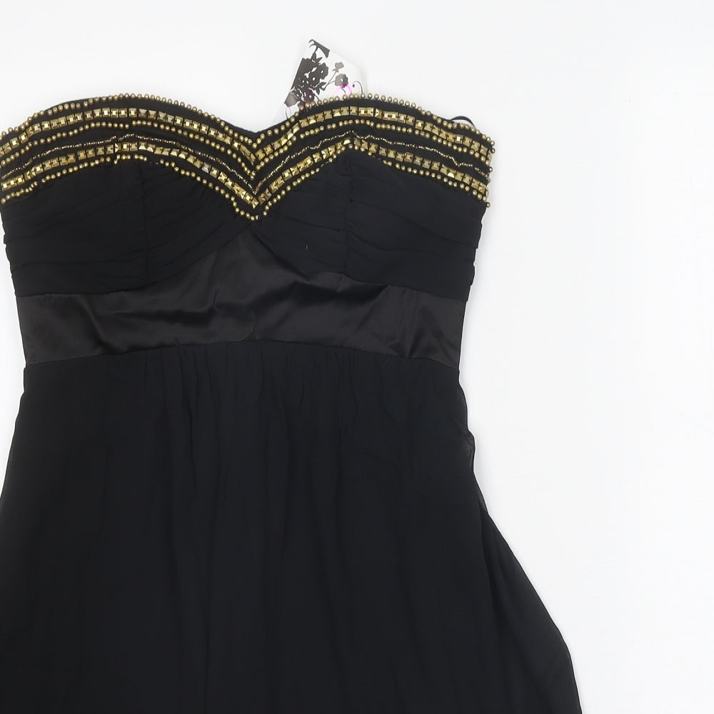 Elise Ryan Womens Black Cotton Bodycon Size 10 Sweetheart Pullover