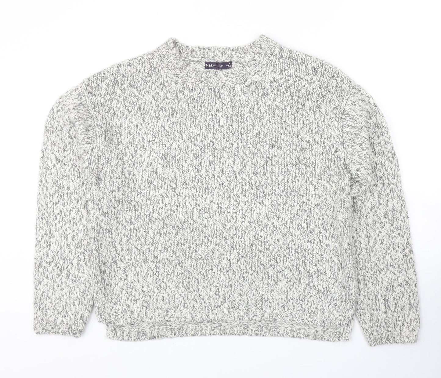 Marks and Spencer Womens Grey Round Neck Polyester Pullover Jumper Size M