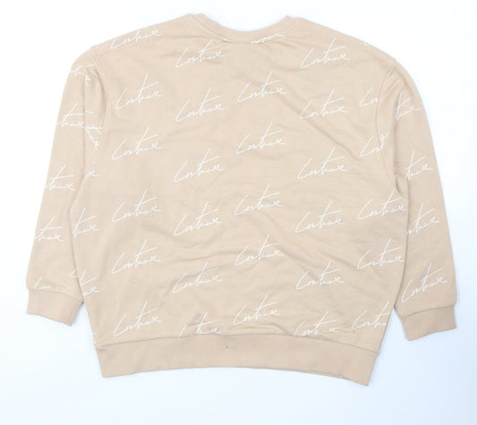 The Couture Club Womens Beige Cotton Pullover Sweatshirt Size XS Pullover
