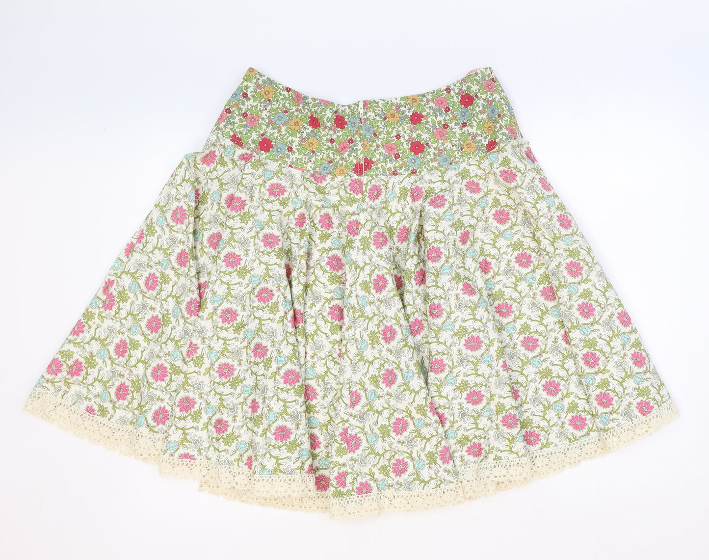 Preworn Womens Multicoloured Floral Polyester Swing Skirt Size 23 in Zip