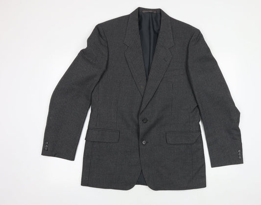 Canada Mens Grey Striped Wool Jacket Suit Jacket Size 40 Regular