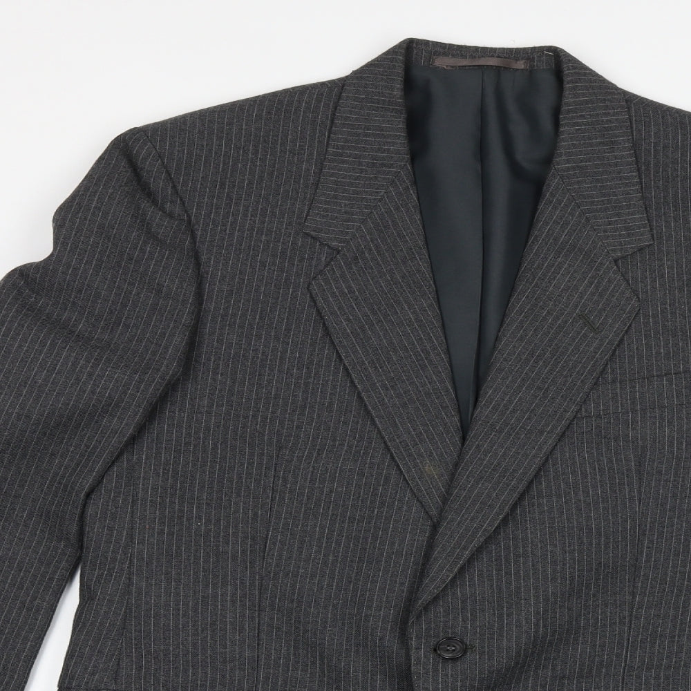 Canada Mens Grey Striped Wool Jacket Suit Jacket Size 40 Regular