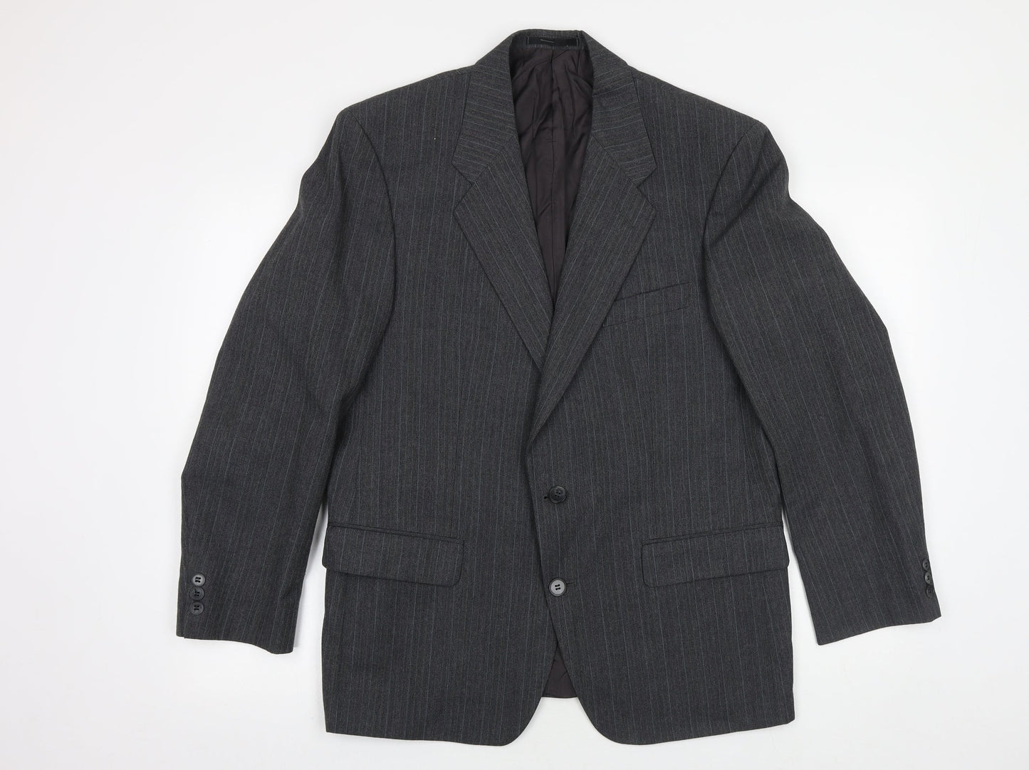St Michaels Mens Grey Striped Wool Jacket Suit Jacket Size 40 Regular