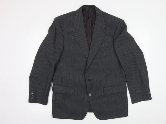 St Michaels Mens Grey Striped Wool Jacket Suit Jacket Size 40 Regular