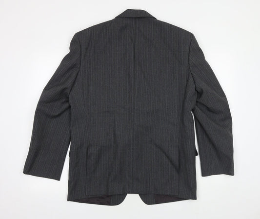 St Michaels Mens Grey Striped Wool Jacket Suit Jacket Size 40 Regular