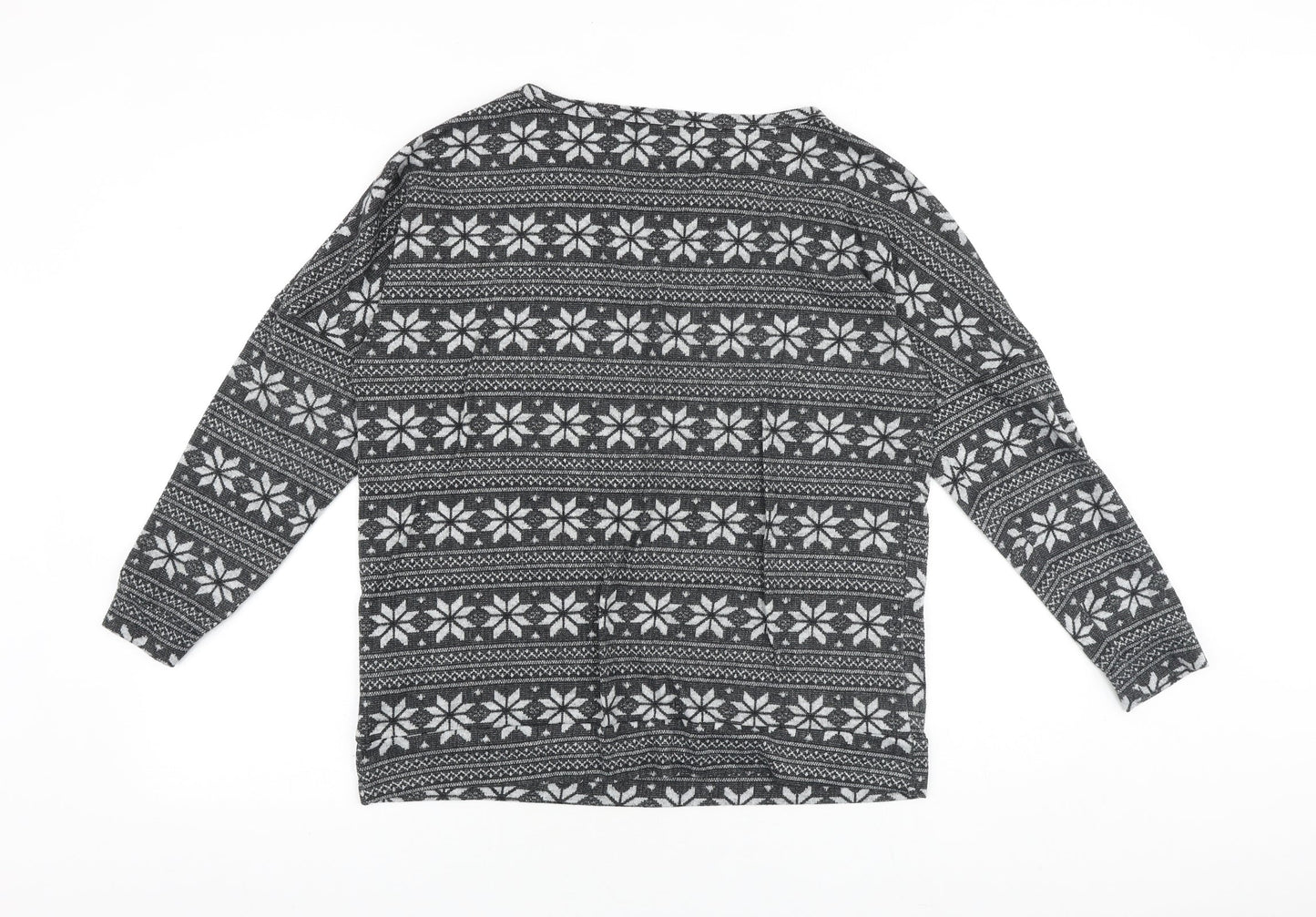 Primark Womens Grey Fair Isle Polyester Pullover Sweatshirt Size 10 Pullover - Loungewear