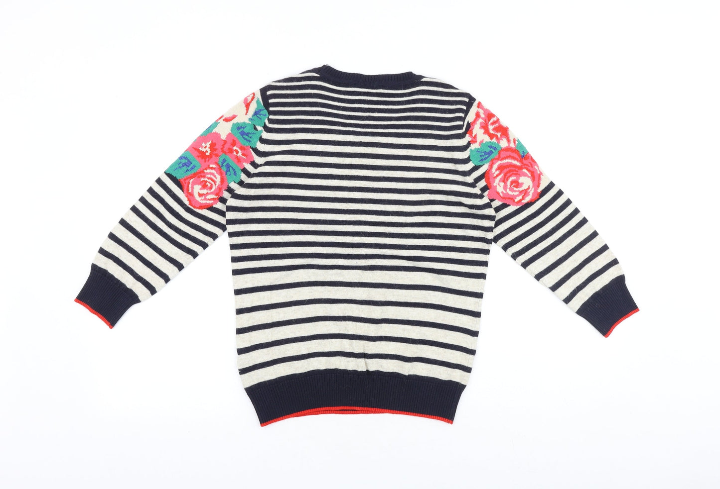 Marks and Spencer Womens Multicoloured Crew Neck Geometric Cotton Pullover Jumper Size 10 Pullover