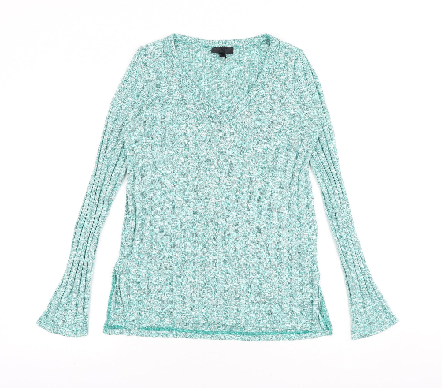 Topshop Womens Green V-Neck Acrylic Pullover Jumper Size 8