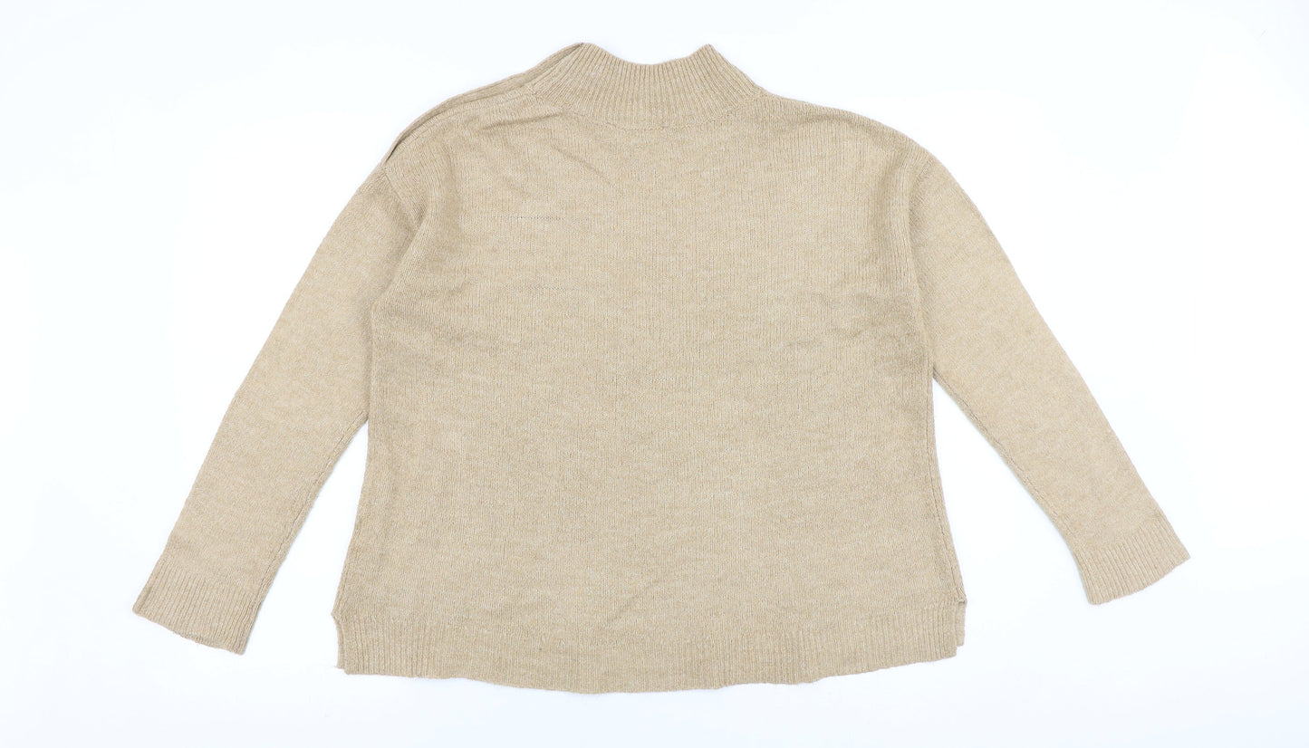 Dorothy Perkins Womens Brown Mock Neck Acrylic Pullover Jumper Size 8