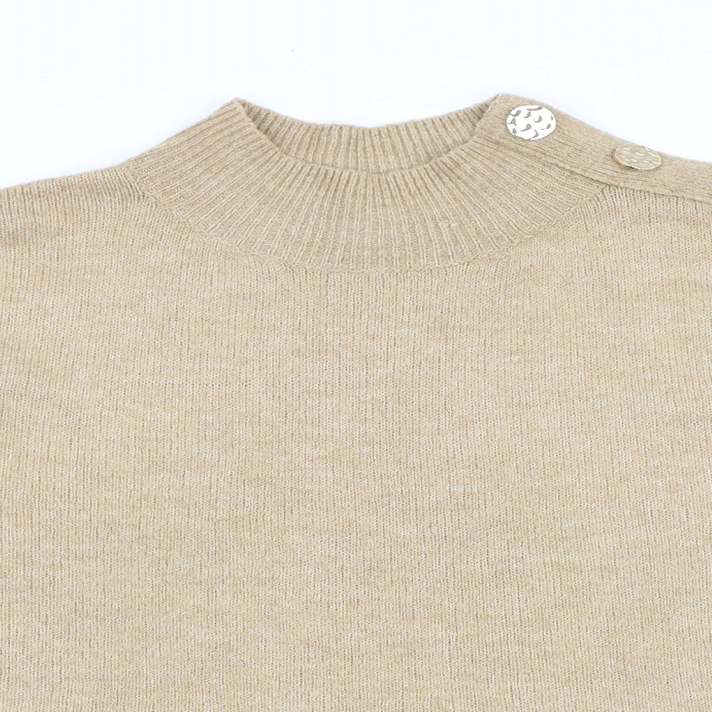 Dorothy Perkins Womens Brown Mock Neck Acrylic Pullover Jumper Size 8