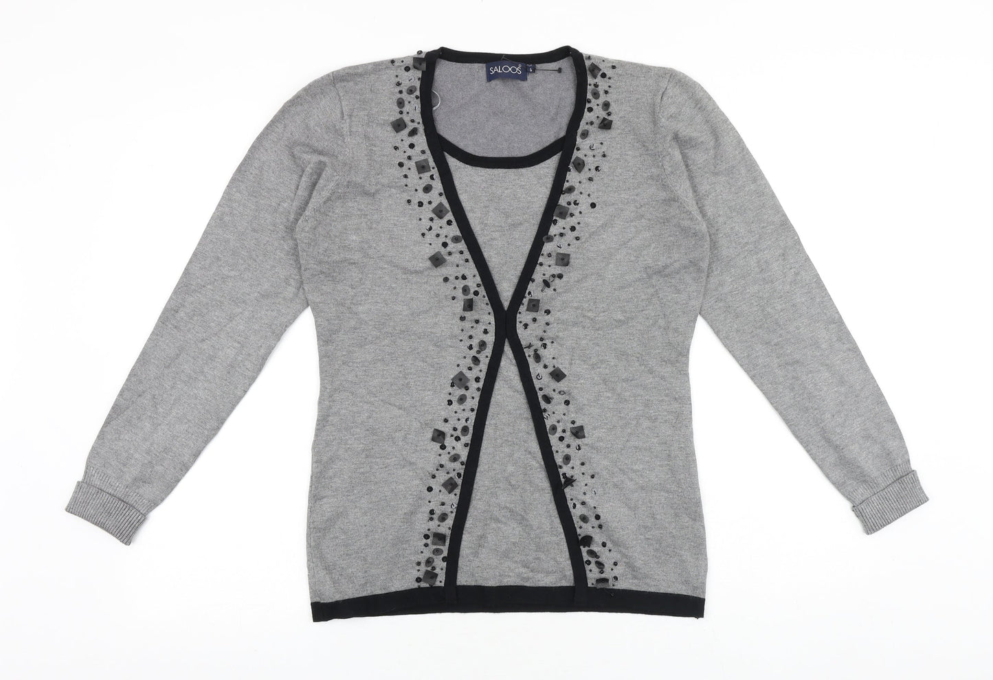 Saloos Womens Grey Round Neck Wool Pullover Jumper Size S