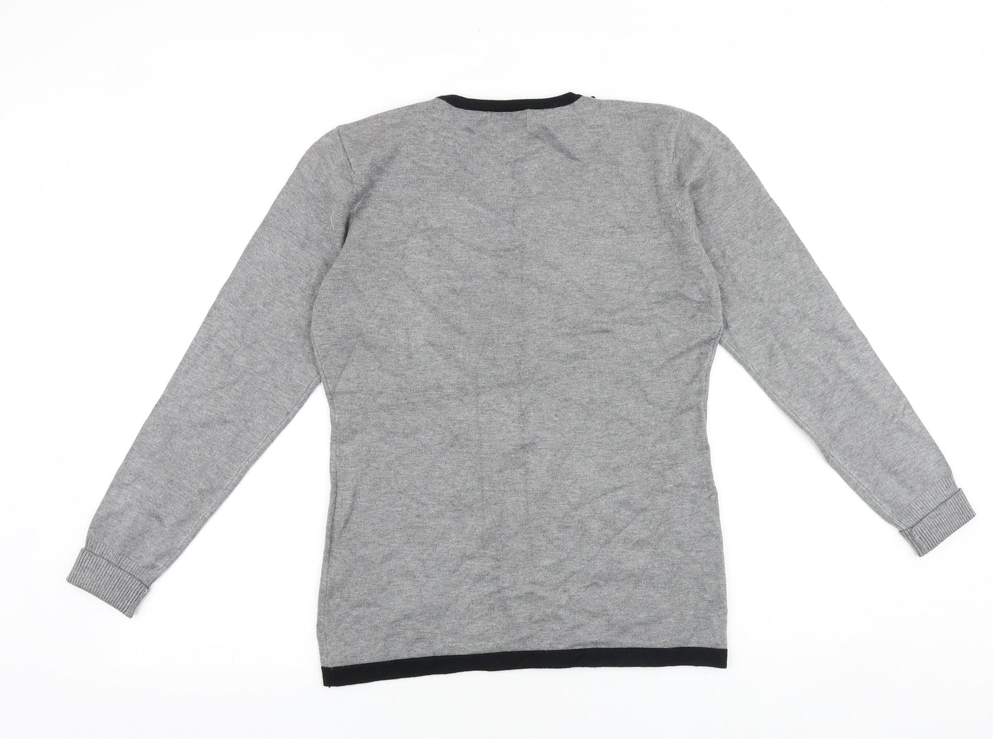 Saloos Womens Grey Round Neck Wool Pullover Jumper Size S