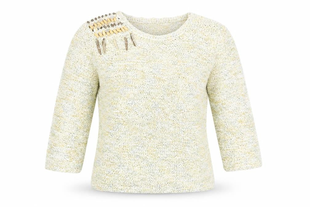 Frank Womens Saul Green Round Neck Cotton Pullover Jumper Size S
