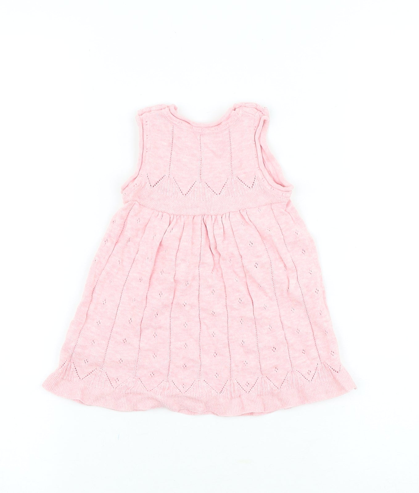 TU Baby Pink 100% Cotton Jumper Dress Size 3-6 Months Round Neck Button