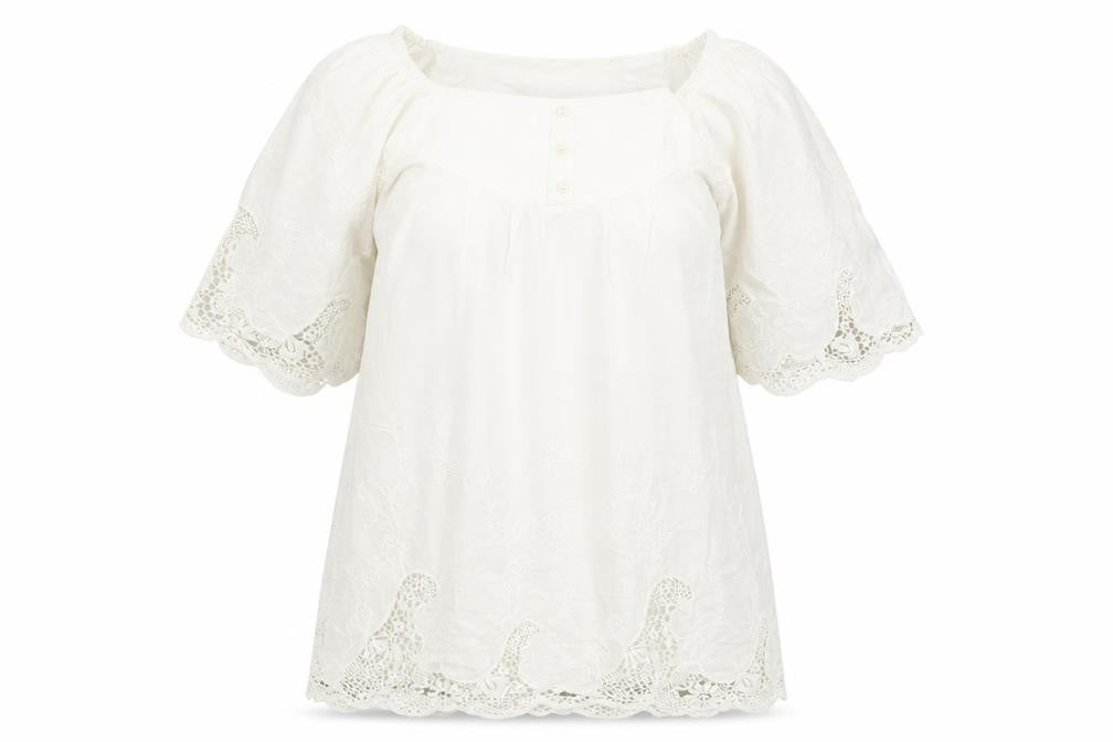 Boohoo Womens White 100% Cotton Shift Size 10 Off the Shoulder Pullover