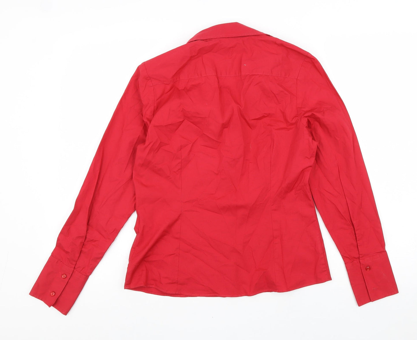 Papaya Womens Red Cotton Basic Button-Up Size 12 Collared