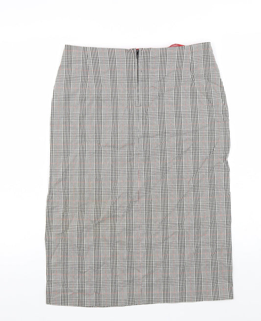 Jeffrey Rogers Womens Black Plaid Viscose Straight & Pencil Skirt Size 14 Zip
