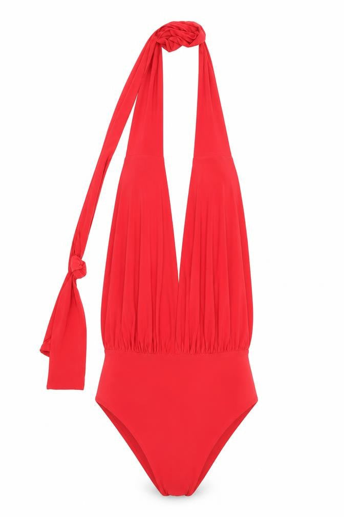 Goddiva Womens Red Polyester One Piece Size S Tie