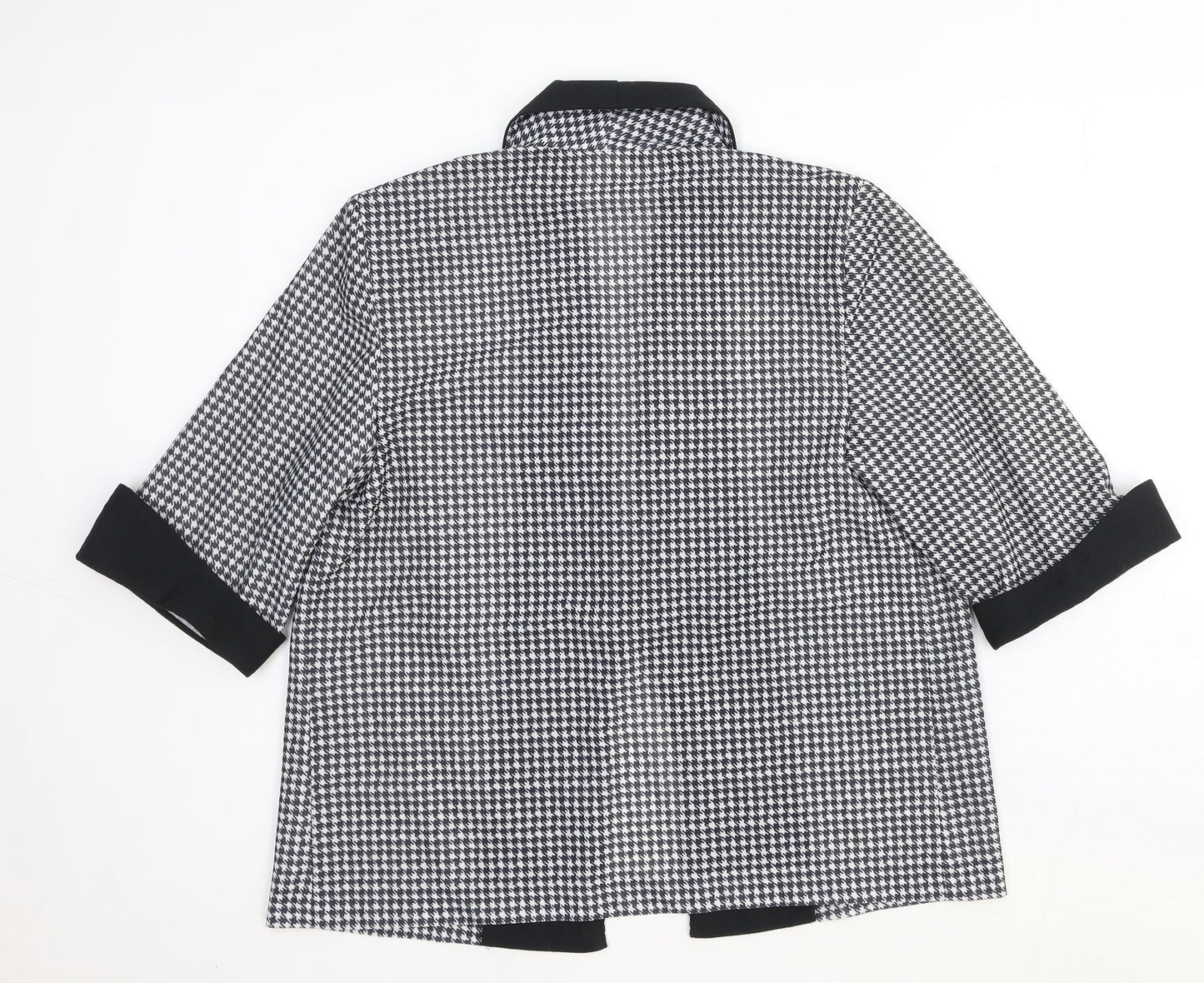 Justine Womens Black Houndstooth Viscose Jacket Blazer Size 16